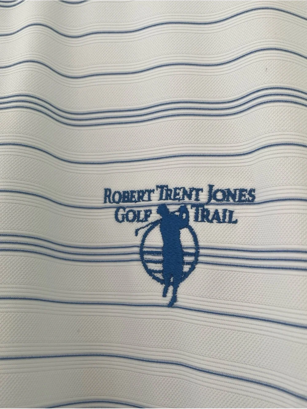 Nike Golf Dry Fit Men’s White Blue Striped Golf Polo Size XL